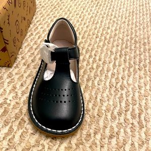 L'Amour Girls Cecile T-Bar Leather Perforated School Mary Janes